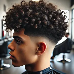 Mid Taper Fade with Curly Hair