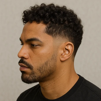 Curly Taper Fade Black Men
