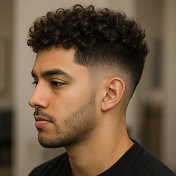 Blowout Mid Taper Fade Curly Hair