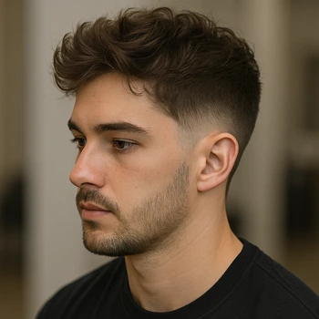 Blowout Mid Taper Fade Wavy Hair