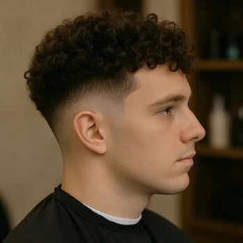 High Taper Fade with Curly Hair