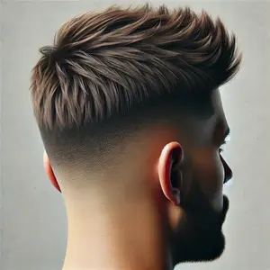 high taper fade with textured fringe