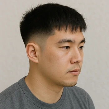 Mid Taper Fade for Asian Hair