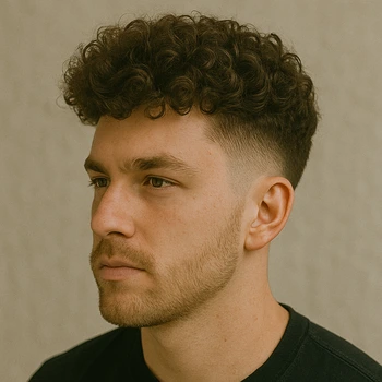 a man with blowout perm taper fade haircut