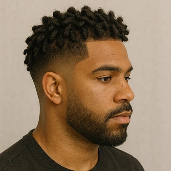 taper fade afro with twist haircut