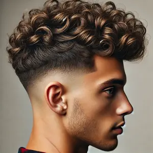 Curly Top Taper Fade