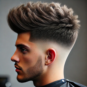 Taper Fade haircut with a fluffy Edgar cut on top