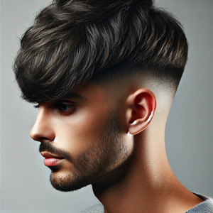 low taper fade with fluffy fringe