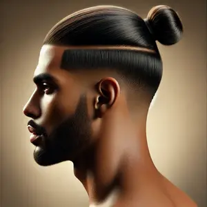 Black Taper Fade Man Bun