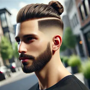 Mid Taper Fade Man Bun