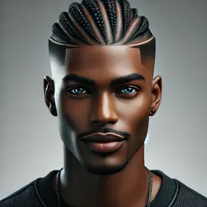 black male with low taper fade braids