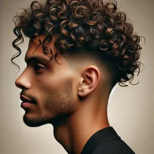 low curly loose curl taper fade