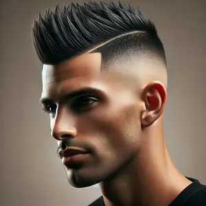 man with a Black Taper Mohawk Fade hairstyle