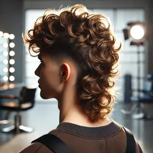 mullet haircut curly loose curl taper fade