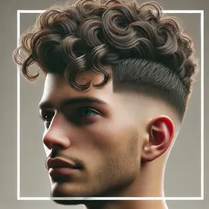 undercut curly loose curl taper fade