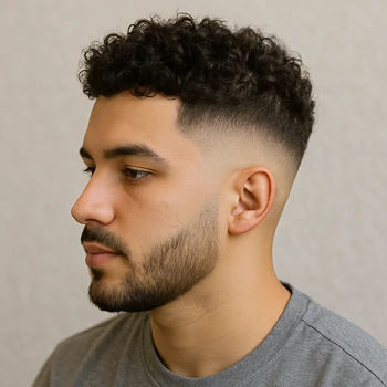 a man with bald taper fade curly hair