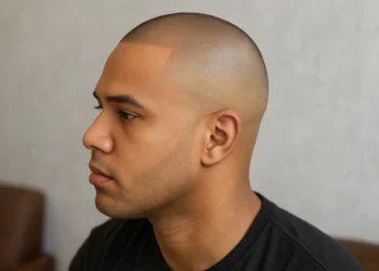 a man with bald taper fade haircut