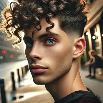 curly perm taper fade haircut