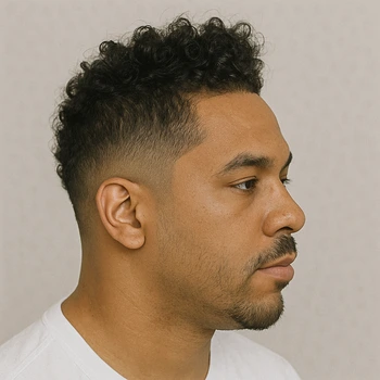 black taper mohawk fade curly hair