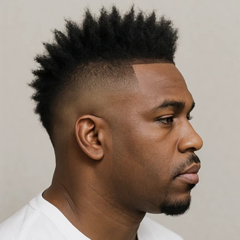 burst black taper mohawk fade