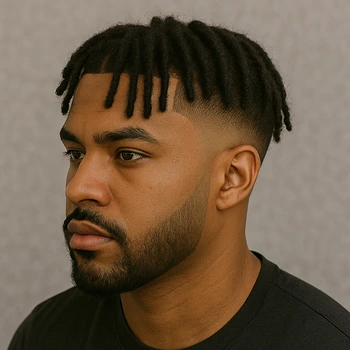 Taper Fade with Dreadlocks on Top and a Line-Up