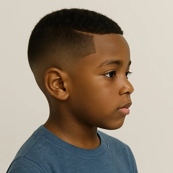 black little boys taper fade with side part