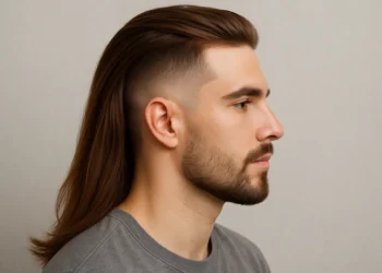 Long Brown Hair Taper Fade