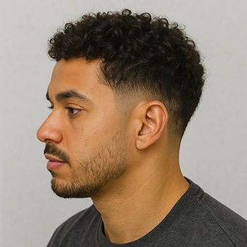 Small Taper Fade with Curly Hair