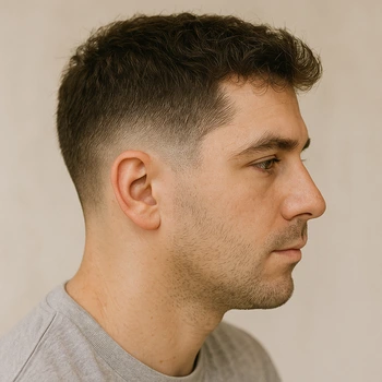 grown out low taper fade haircut