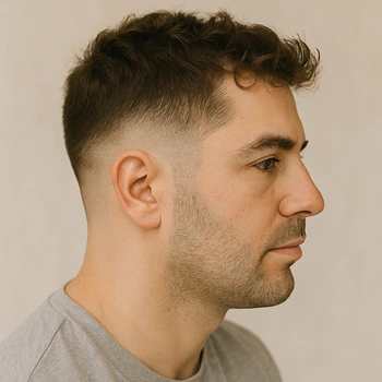 grown out mid taper fade haircut
