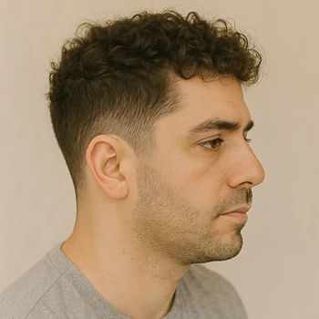 grown out taper fade on curly hair