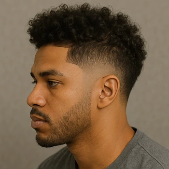 Line Up Taper Fade Curly Hair