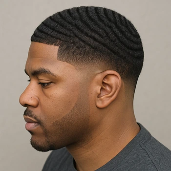 Mid Taper Fade 360 Waves Cut