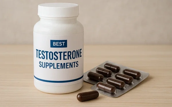 a bottle of testosterone supplements