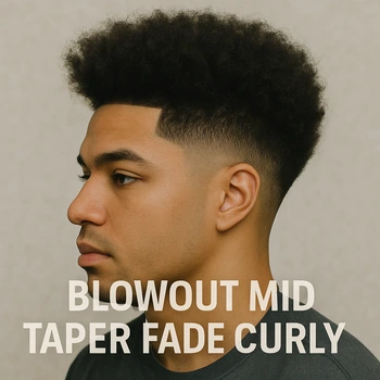 blowout mid taper fade curly hair