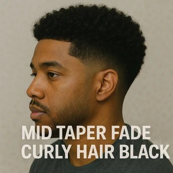 mid taper fade curly hair black