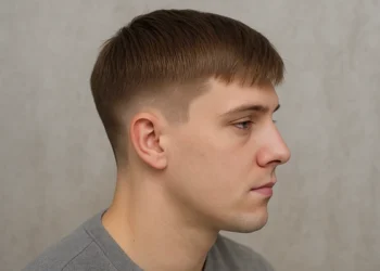 A man having Mid Taper Fade Straight Hair