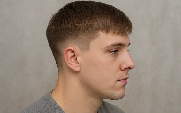 A man having Mid Taper Fade Straight Hair