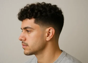 a man with low taper fade curly hair