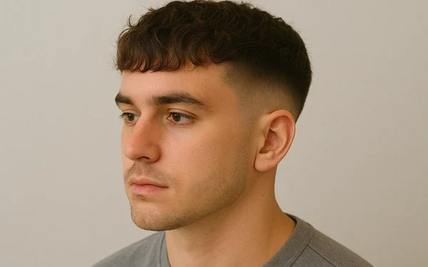 low taper fade fringe haircut