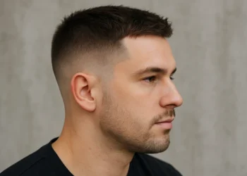 a man with short taper fade haircut