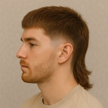 a man with burst fade mullet low taper