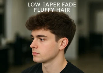 a man with low taper fade fluffy hair
