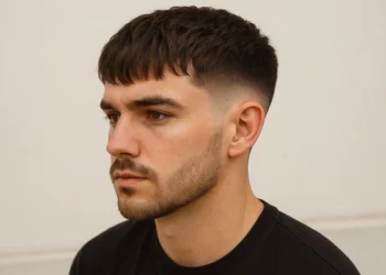 a man with mid taper fade textured fringe