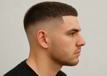 a man with mid taper skin fade