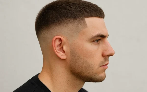 a man with mid taper skin fade